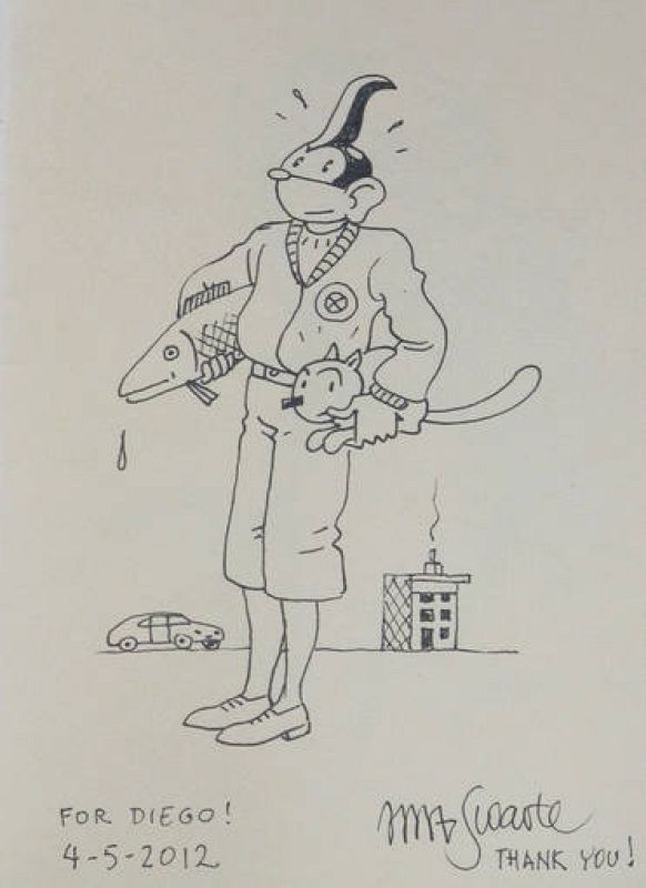   Dedicatoria del gran artísta europeo Joost Swarte para el traductor Diego García Cruz (Uno de los grandes traductores con los que cuenta el salón)