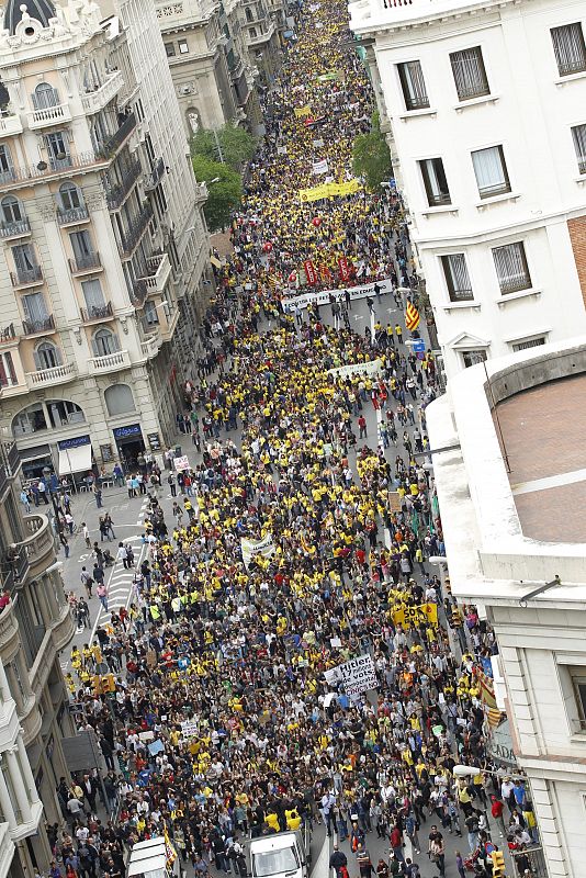 Miles de estudiantes se manifiestan en Barcelona contra los recortes