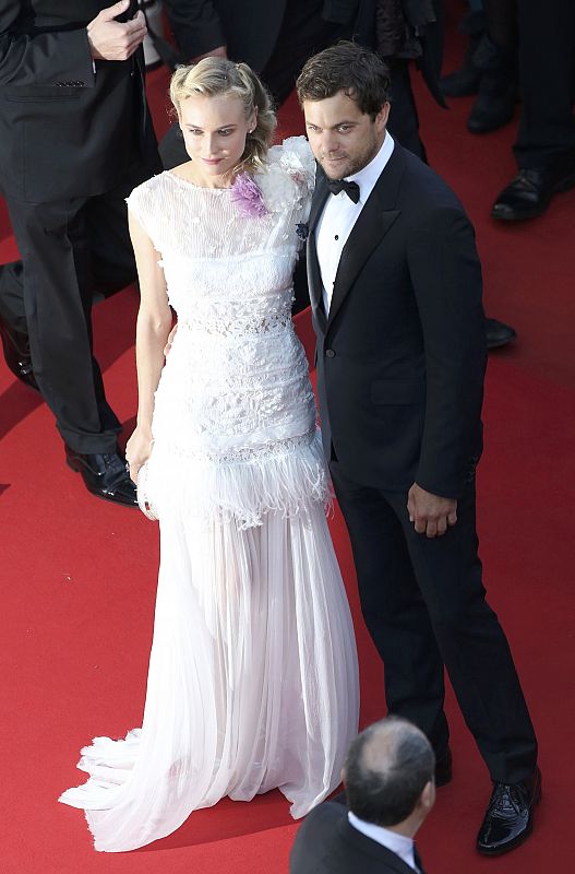 Jury member Kruger and actor Jackson arrive on the red carpet ahead of the screening of the film Killing Them Softly in competition at the 65th Cannes Film Festival