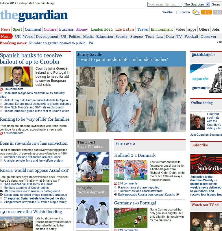 El rescate a la banca española en la edición digital de "The Guardian"