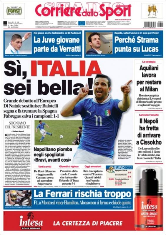 'Corriere dello Sport': "Sí, Italia sei bella!" ("Sí, Italia es bella")