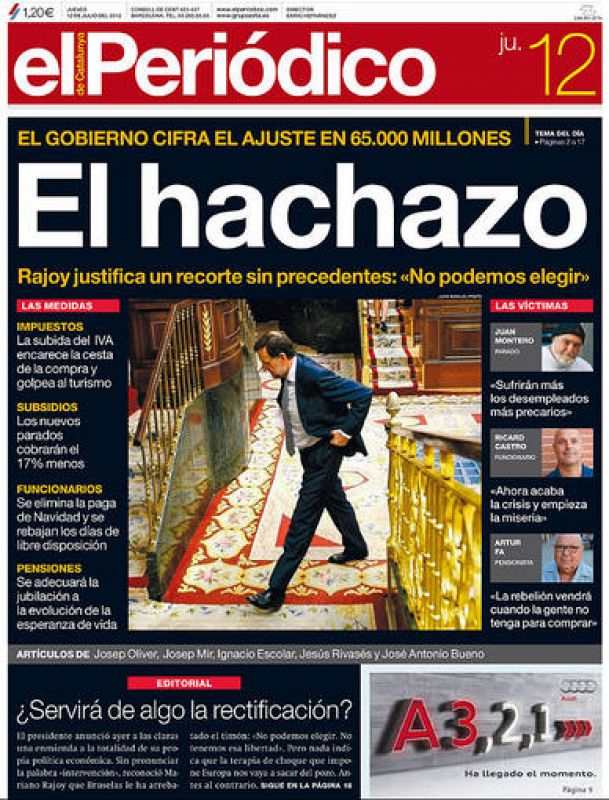 Los recortes del Gobierno, en las portadas de los principales diarios | 5