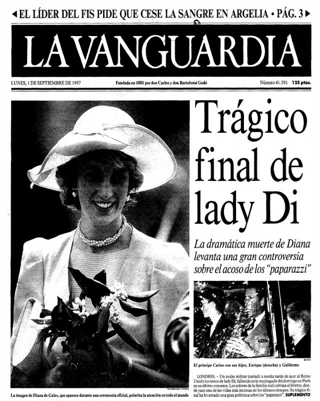 Portada de 'La Vanguardia' del lunes 1 de septiembre de 1997
