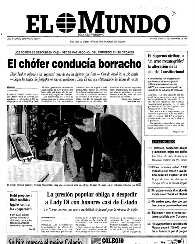 Portada de 'El Mundo' del 2 de septiembre 1997