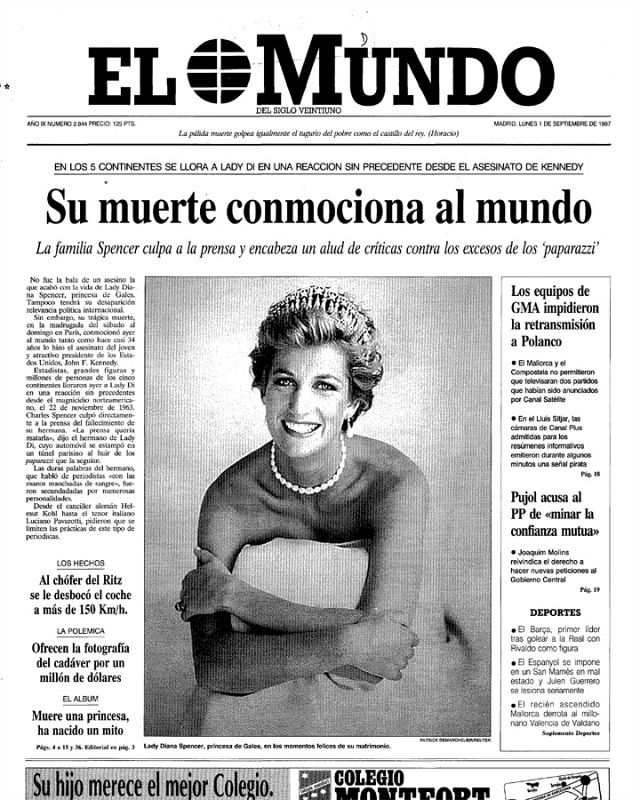 Portada del diario 'El Mundo' del lunes 1 de septiembre 1997
