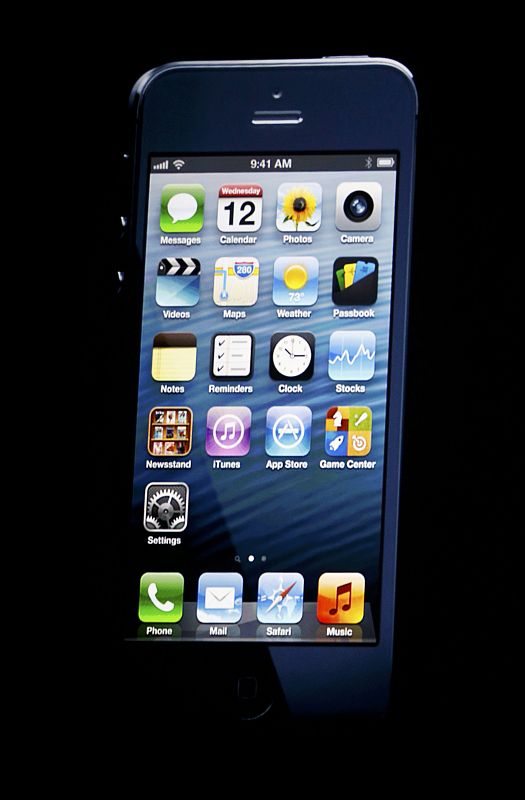 A screen shot of the iPhone 5 is presented during Apple Inc.'s iPhone media event in San Francisco