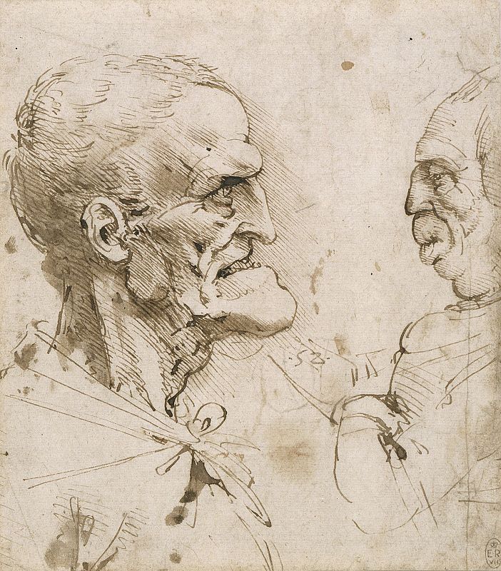 Dos perfiles grotescos enfrentados, de Leonardo Da Vinci