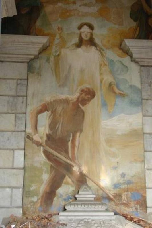 Un mural del cementerio de Montjuic, Barcelona