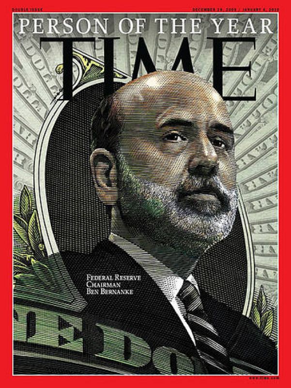  El presidente de la Reserva Federal de Estados Unidos, Ben Bernanke, "'Personaje del Año 2009", por su gestión de la crisis financiera y su contribución para que Estados Unidos superara la recesión.