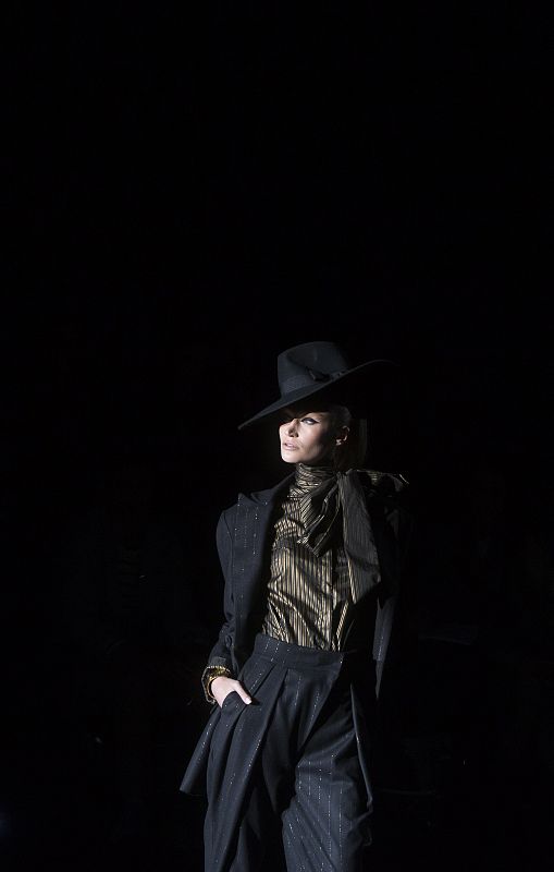 A model presents a creation from Roberto Verino's Fall/Winter 2013 collection during the Mercedes-Benz Fashion Week in Madrid