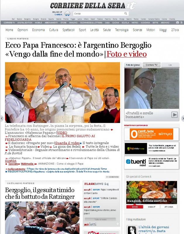 ELECCIÓN JORGE BERGOGLIO NUEVO PAPA FRANCISCO I