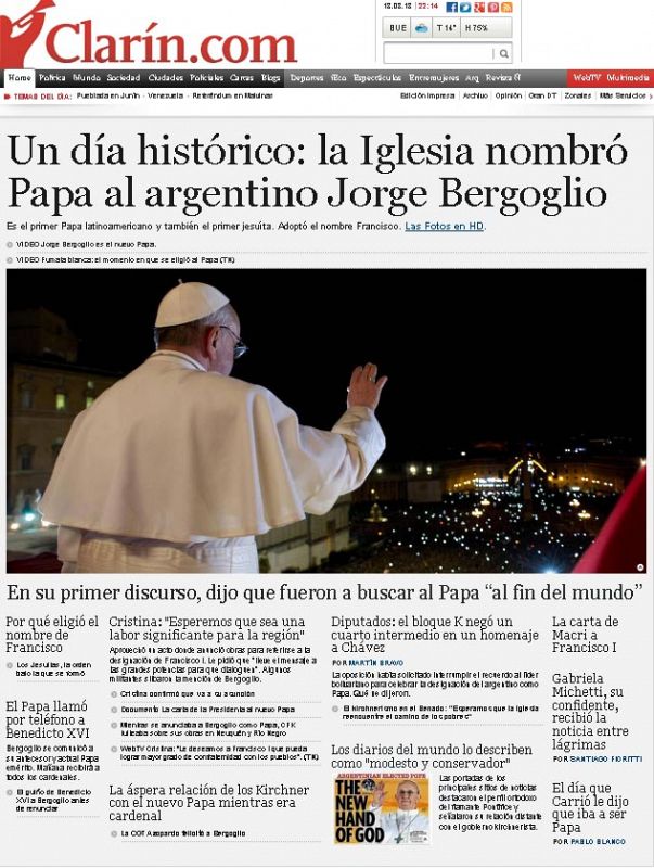 ELECCIÓN JORGE BERGOGLIO NUEVO PAPA FRANCISCO I