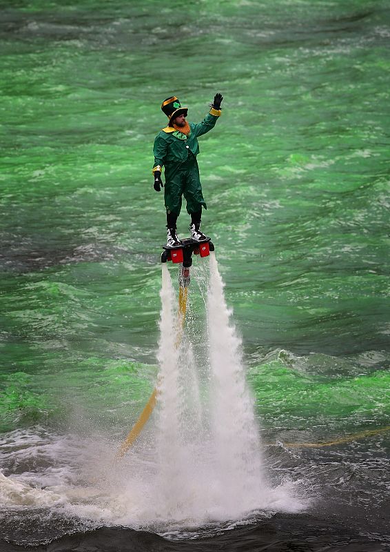 Chicago River Dyed Green In St. Patrick's Day Tradition