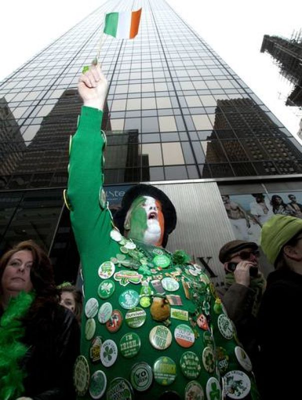 Dennis Dunn watches the St. Patrick's Day Parade in New York