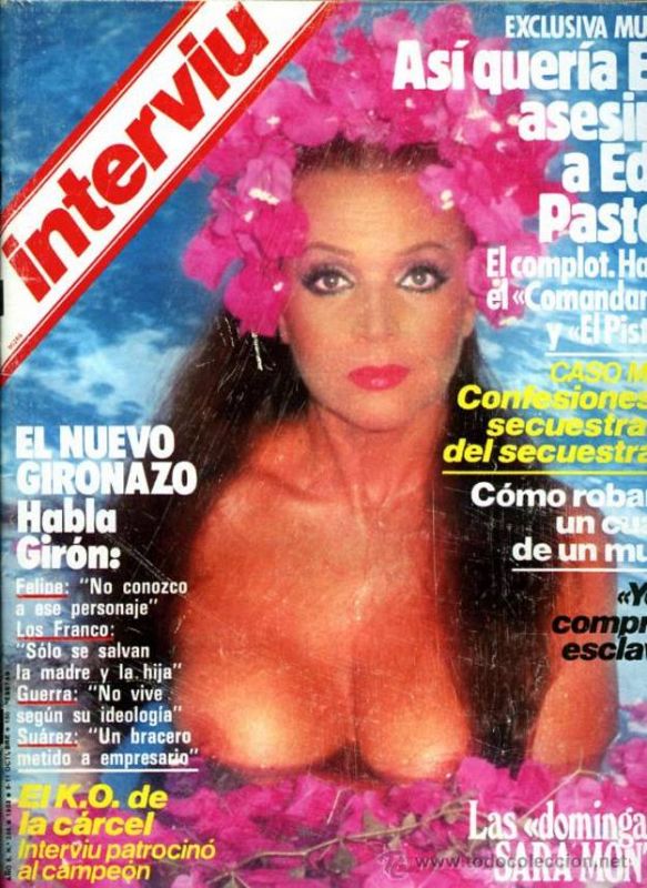 Sara Montiel en una de las varias portadas de la revista Interviú, una pose que años después imitó Alaska.