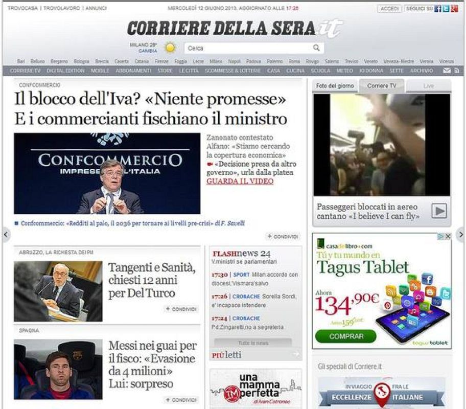 En Italia ocupa las principales portadas en los medios de comunicación.
