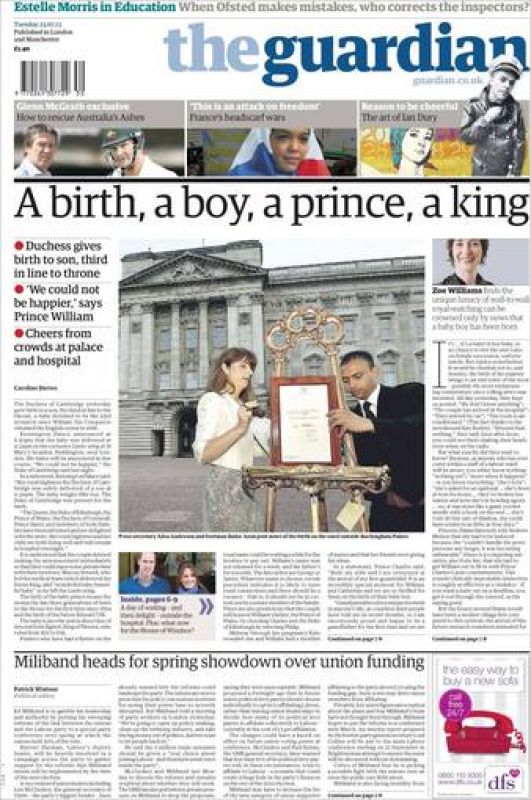  'The Guardian' sentencia: "Un nacimiento, un niño, un príncipe, un rey".