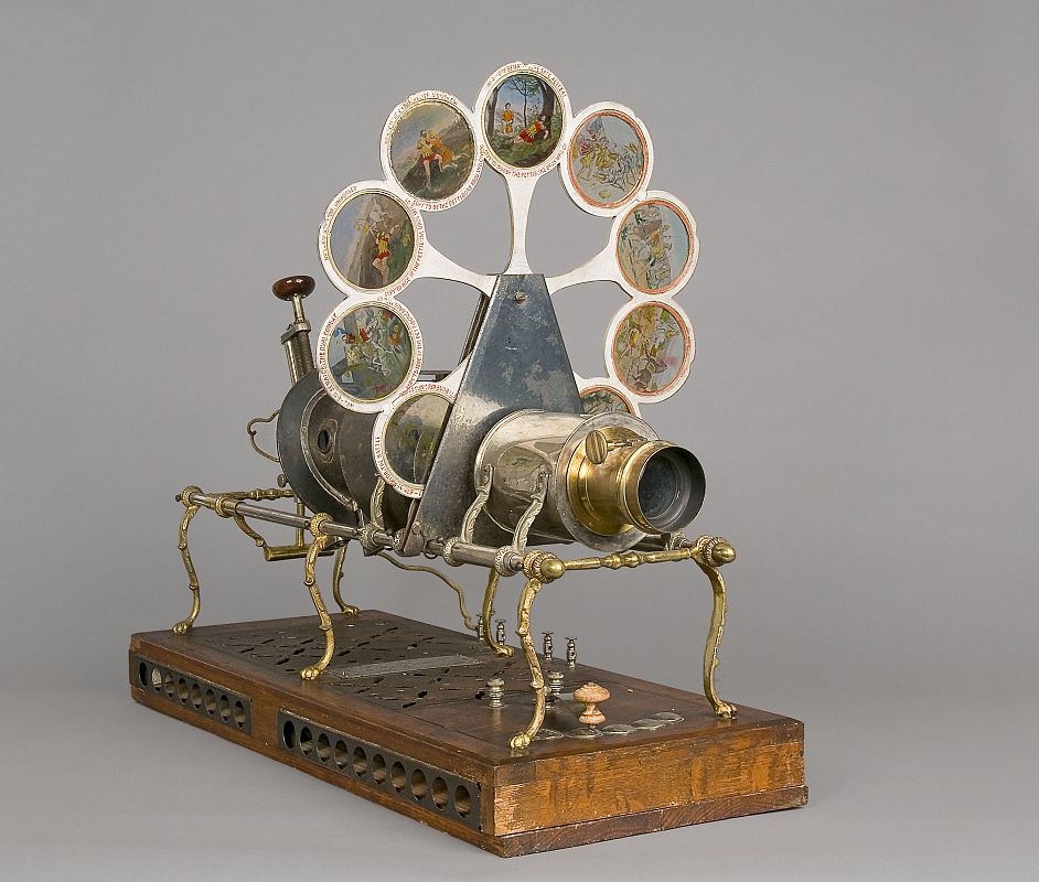 James Pettibone, Linterna de proyección con pasavistas de aluminio fundido y lámpara de arco eléctrico, Cincinnati, Ohio, c. 1888.