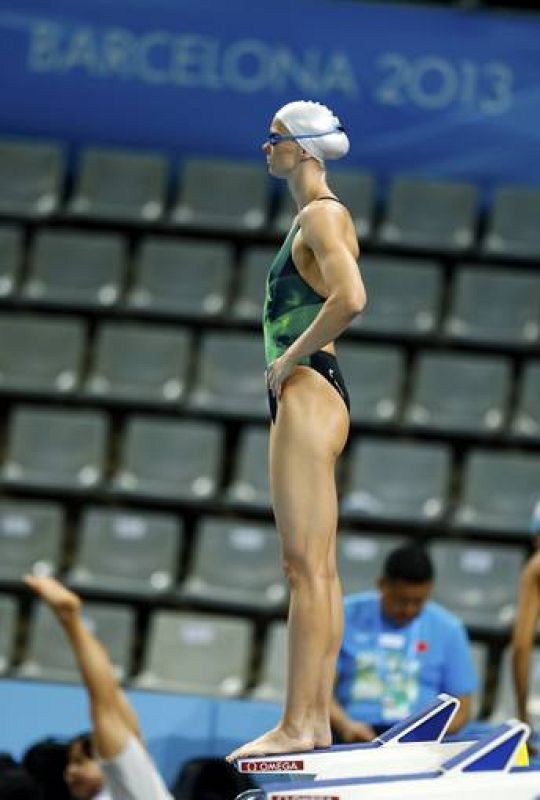 La nadadora alemana Britta Steffen momentos antes de empezar a el entrenamiento.  
