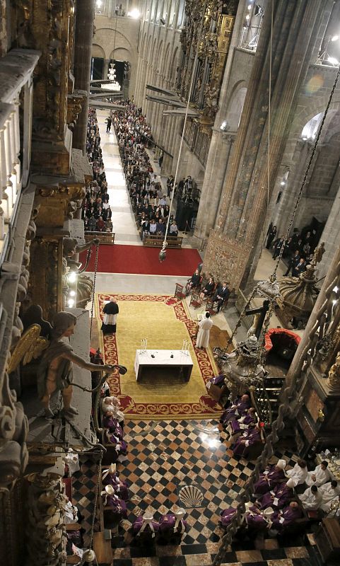 Vista aérea del interior de la catedral de Santiago de Compostela