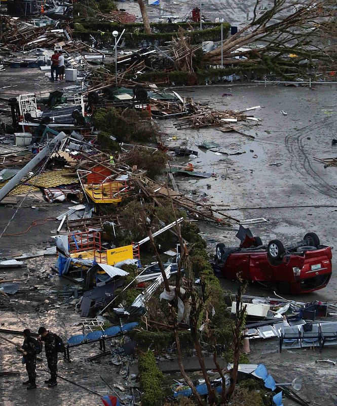 Debris litter damaged airport after super Typhoon Haiyan battered Tacloban city in central Philippines