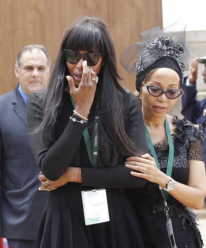 La top model británica Naomi Campbell lno ha faltado a ninguno de los homenajes al líder sudafricano.