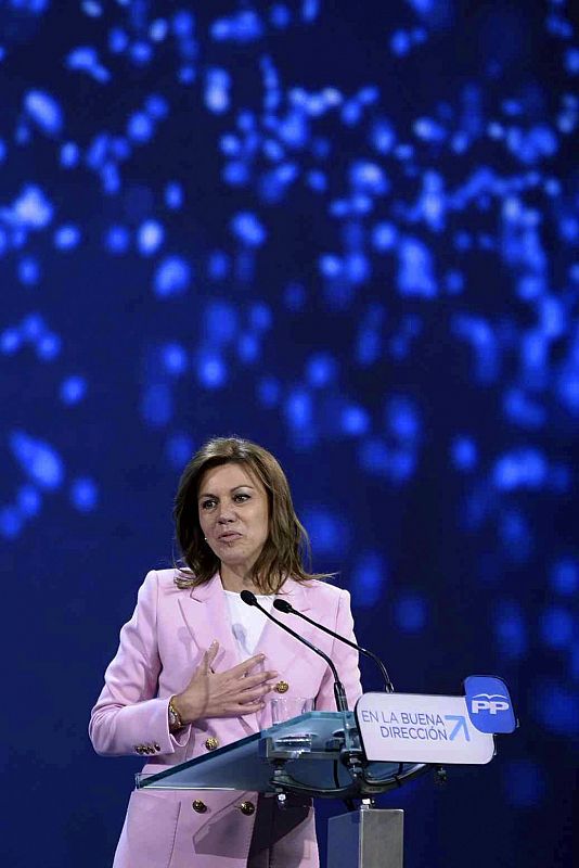 La secretaria general del Partido Popular, María Dolores de Cospedal, durante su intervención.