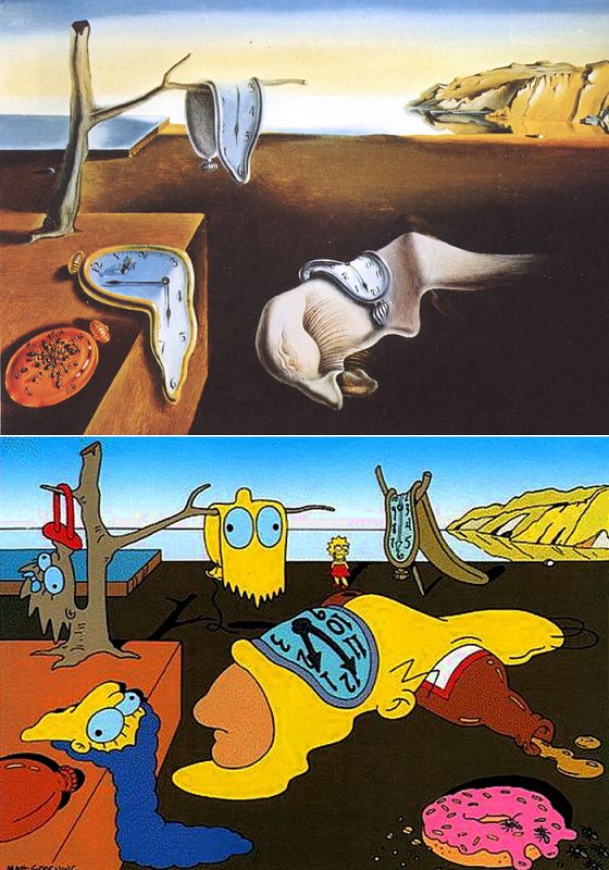 'La persistencia de la memoria', de Salvador Dalí, y la versión de los Simpson, de Matt Groening