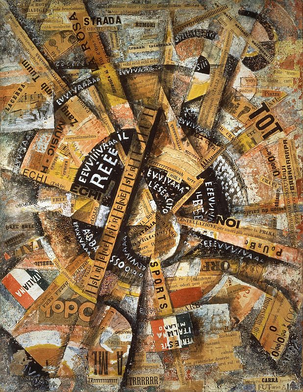 'Manifestación intervencionista' (Manifestazione Interventista), de Carlo Carrà (1914)