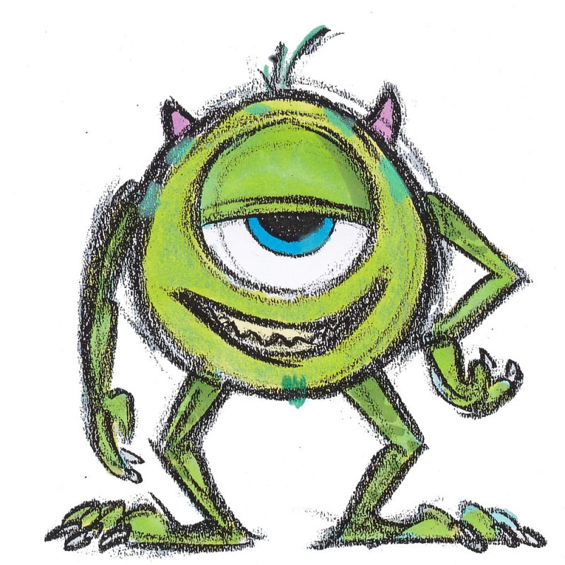 Ricky Nierva. Estudio de color para Mike. (Monstruos, S.A., 2001). Rotulador y lápiz sobre fotocopia