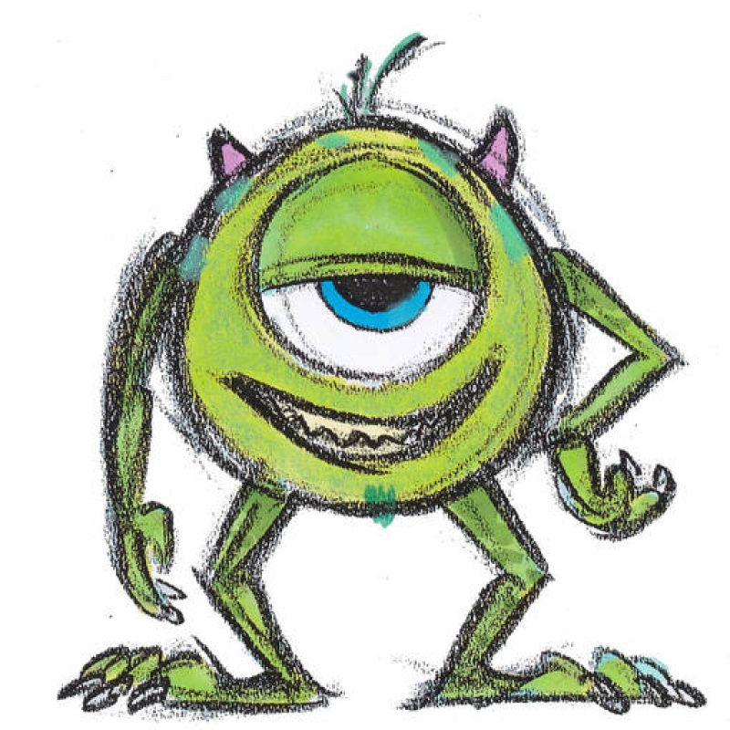 Ricky Nierva. Estudio de color para Mike. (Monstruos, S.A., 2001). Rotulador y lápiz sobre fotocopia 