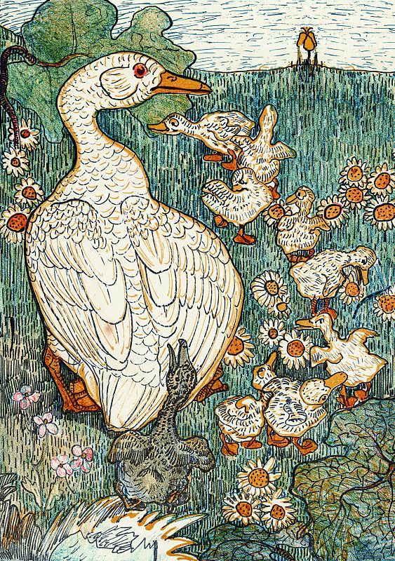 Ilustración de 'El patito feo' del artista holandés Theo van Hoyetma, 1893.