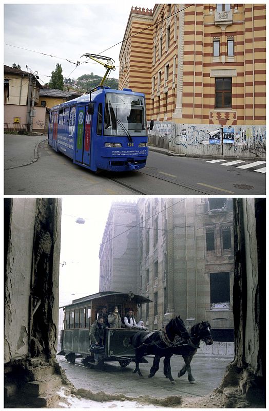 Biblioteca de Sarajevo, antes y despues de su restauración