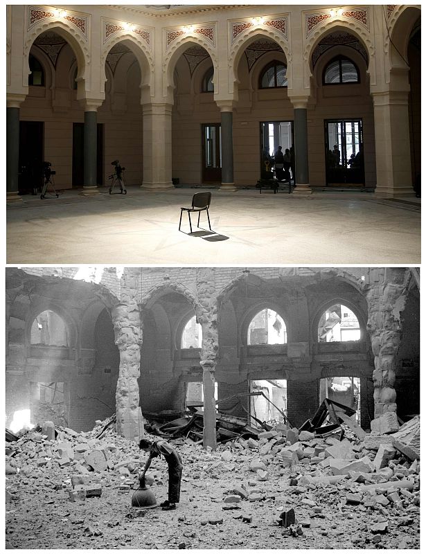 Biblioteca de Sarajevo, antes y despues de su restauración
