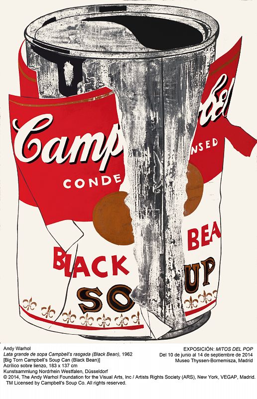 Lata grande de sopa Campbell's rasgada -Black Bean- (1962)