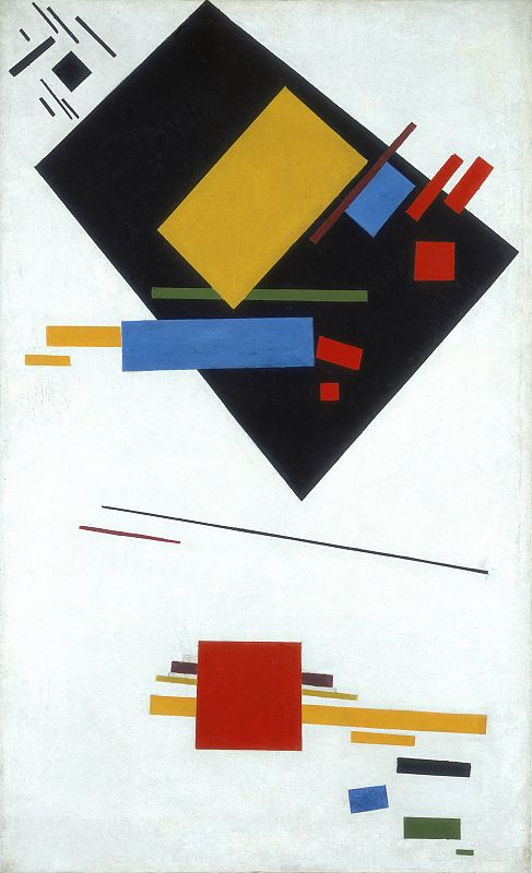 Kazimir Malevich, "Pintura suprematista con trapecio negro y cuadrado rojo" (1915)