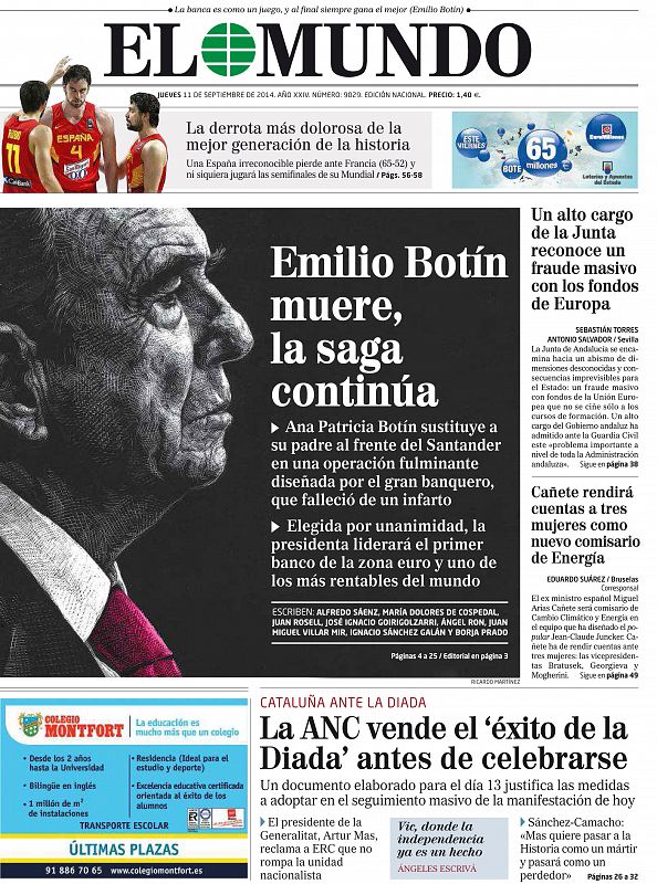 'El Mundo' informa que Emilio Botín muere, la saga continúa. Ana Patricia botín elegida por unanimidad.