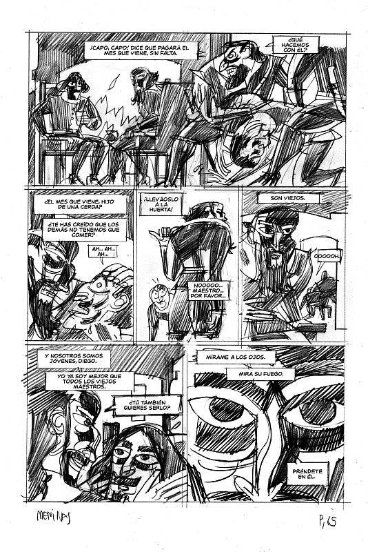 Lápiz de una página de 'Las Meninas', de Santiago García y Javier Olivares