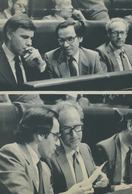 Felipe González, Alfonso Guerra y Miguel Boyer, durante el debate sobre la expropiación de Rumasa