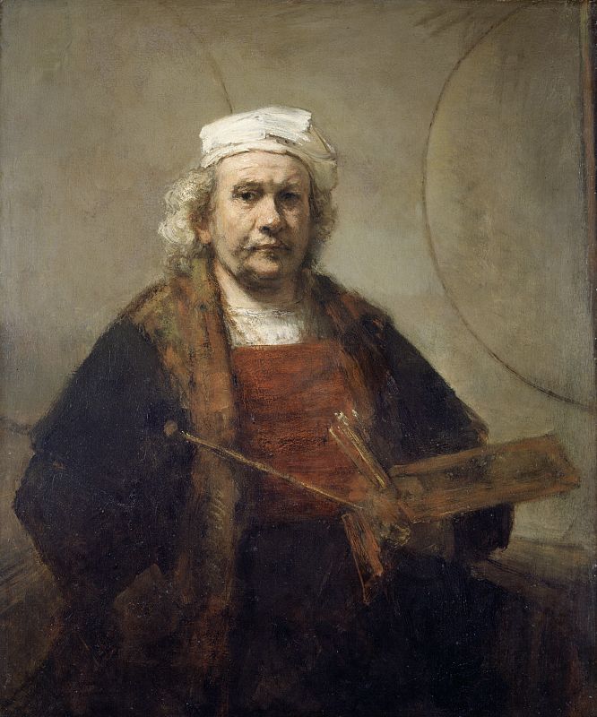 Rembrandt, "Autorretrato con dos círculos", 1665-69