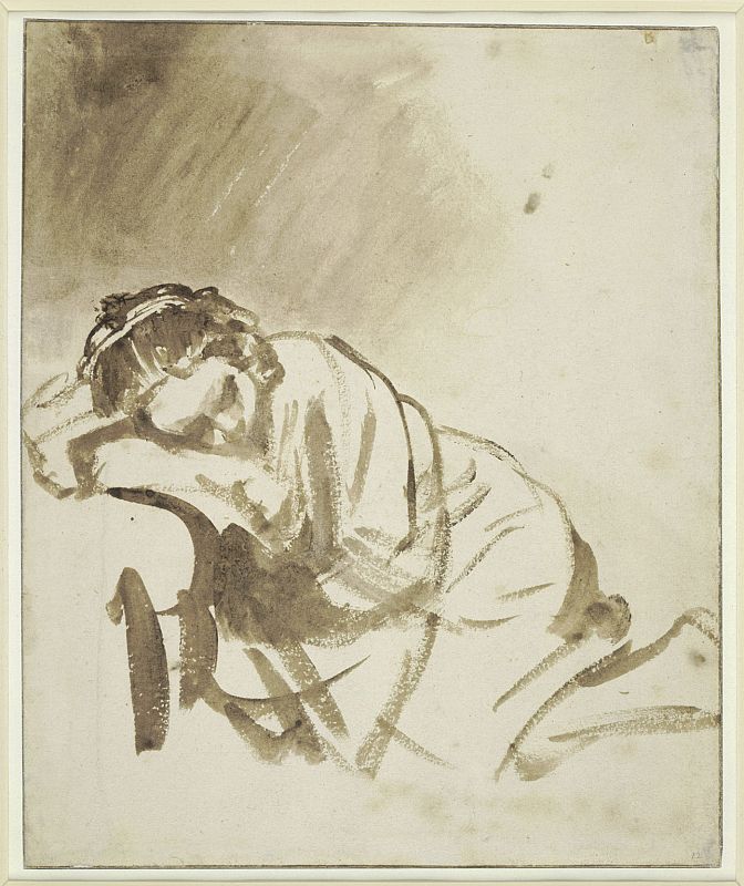 Rembrandt, "Mujer joven durmiendo", (1654)