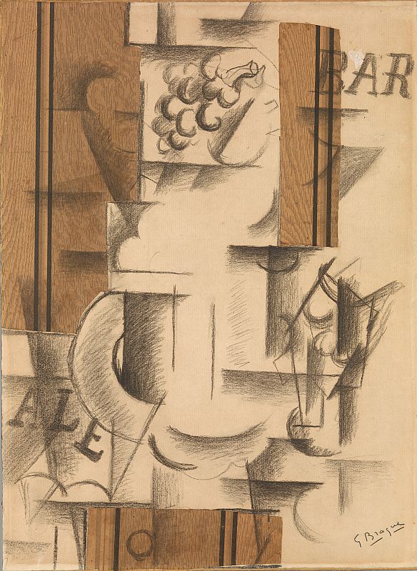 Georges Braque, "Plato de frutas y vaso", (1912)