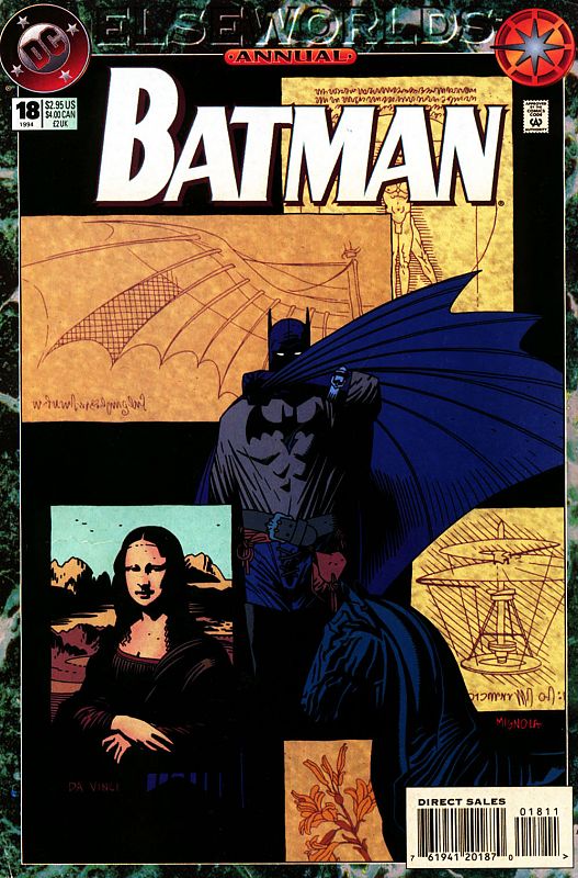 La Gioconda (1503-1519) de Leonardo Da Vinci asi como sus máquinas voladoras en Batman (1994) de Mike Mignola