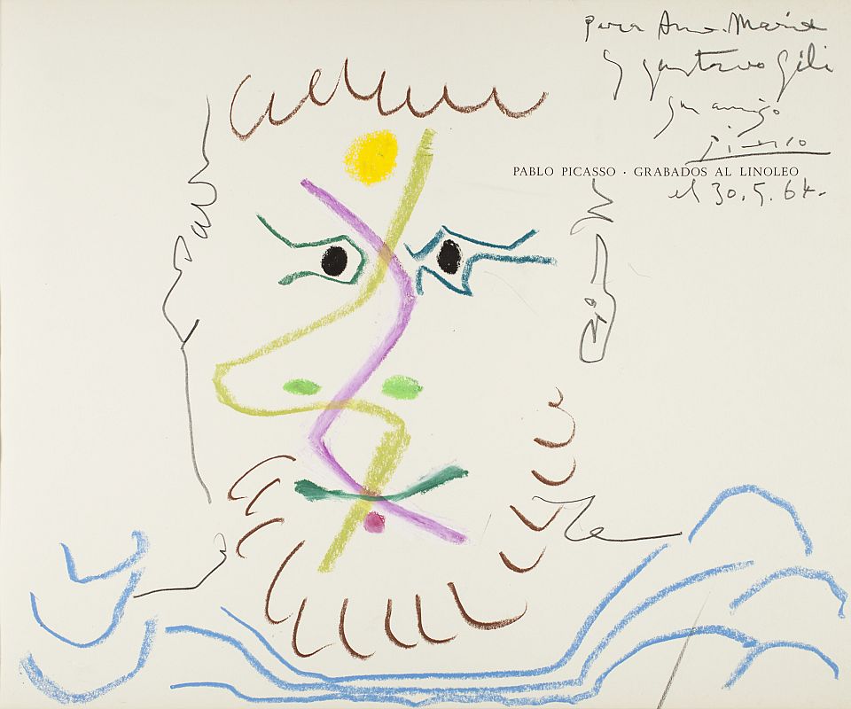 Pablo Picasso, "Busto de hombre con barba Mougins" (1964)