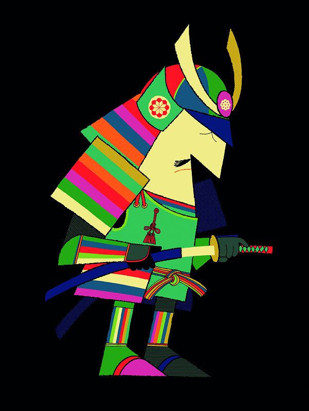 Adrian Johnson. Guerrero del arcoíris. Cartel. Proyecto personal. Técnica mixta, 2008