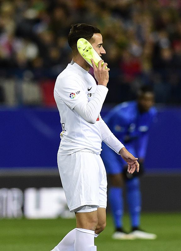 Lucas Vázquez (Espanyol) celebra el segundo gol.