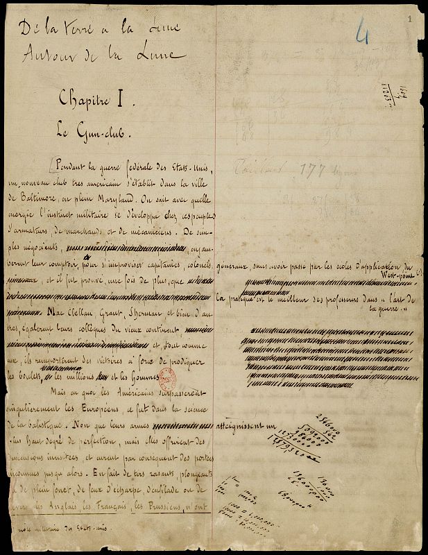 Julio Verne "De la tierra a la luna" Manuscrito (1865)