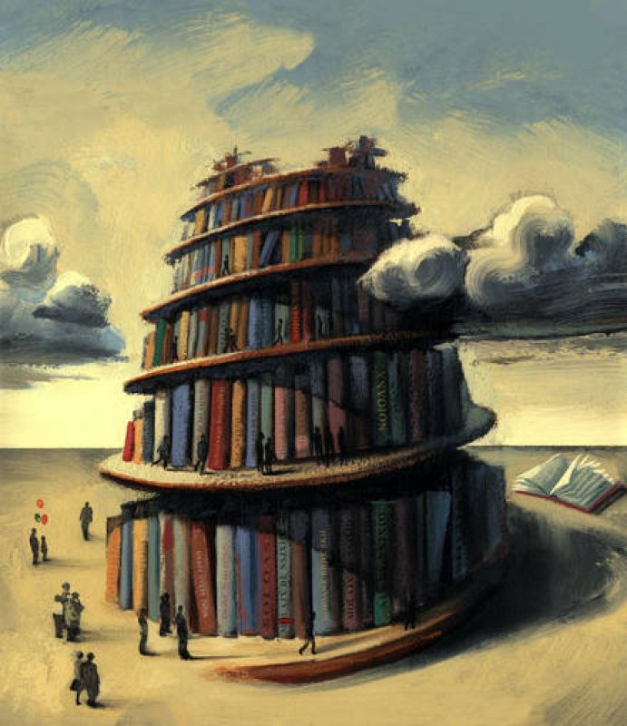 Feria del Libro. La cesta de los libros. Babelia, El País, 2003. Acrílico sobre papel. Colección del artista