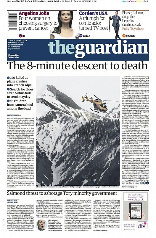 "El descenso de 8 minutos a la muerte", destaca el diario británico 'The Guardian'