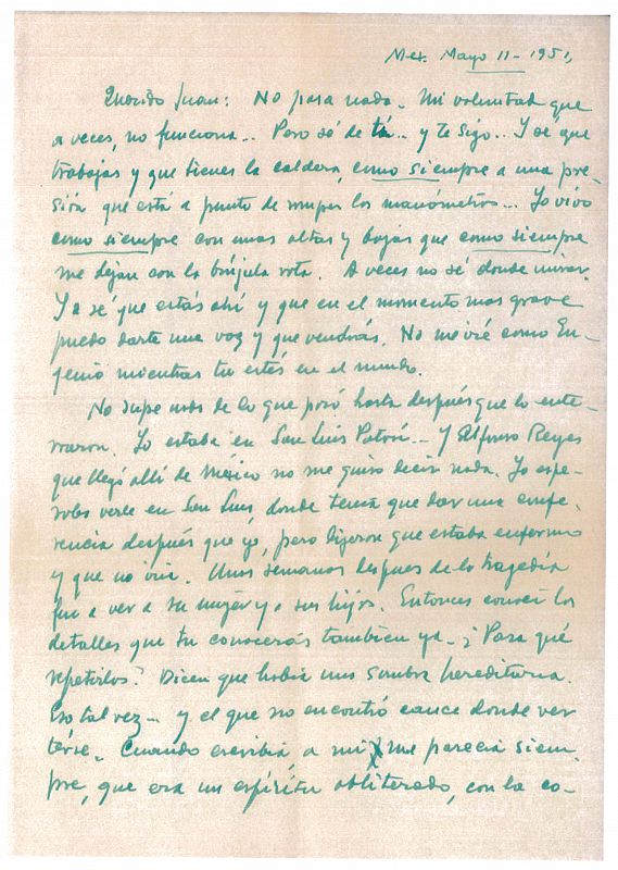 1951, Carta de León Felipe a Juan Larrea